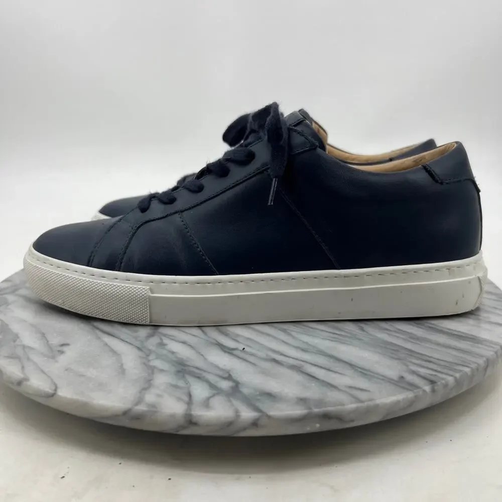 Greats Mens 8.5 Shoes Navy The Royale Leather Lace Up Low Top Casual Sneakers